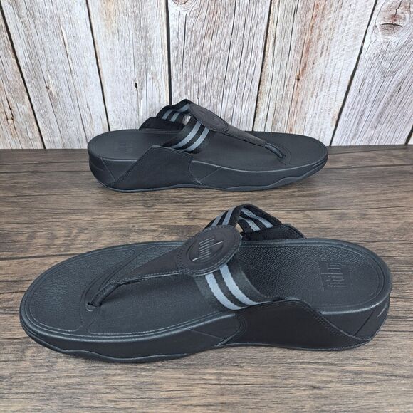FitFlop Walkstar Toe Post Sandals Black Women's Sz 11 (Worn Once) - Picture 6 of 8
